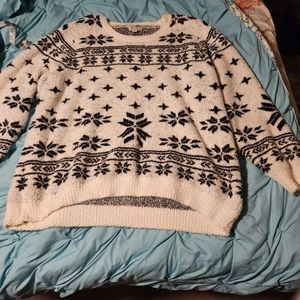 Barefoot Dreams 3x creamblack eyelash sweater SO FUZZY great cond
